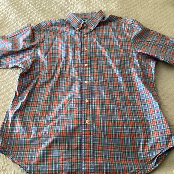 Polo Ralph Lauren men’s multicolor plaid xl shirt sleeve Oxford shirt - Picture 1 of 11